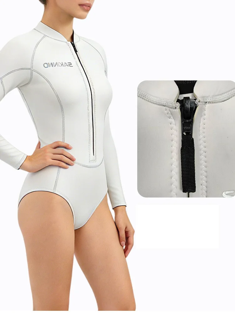 Long Sleeve High Cut Sexcy Wetsuits for Women, One-piece 2mm Wet Suit for Diving Surfing Snorkeling Kayaking Water Sports UPF50+