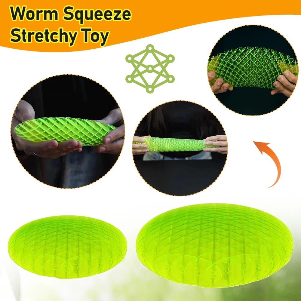 

Worm Squeeze Stretchy Toy Six Sided Fidget Worm Novel Toys Stress Relief Small Worm Decompression Artifact Gift for Friends