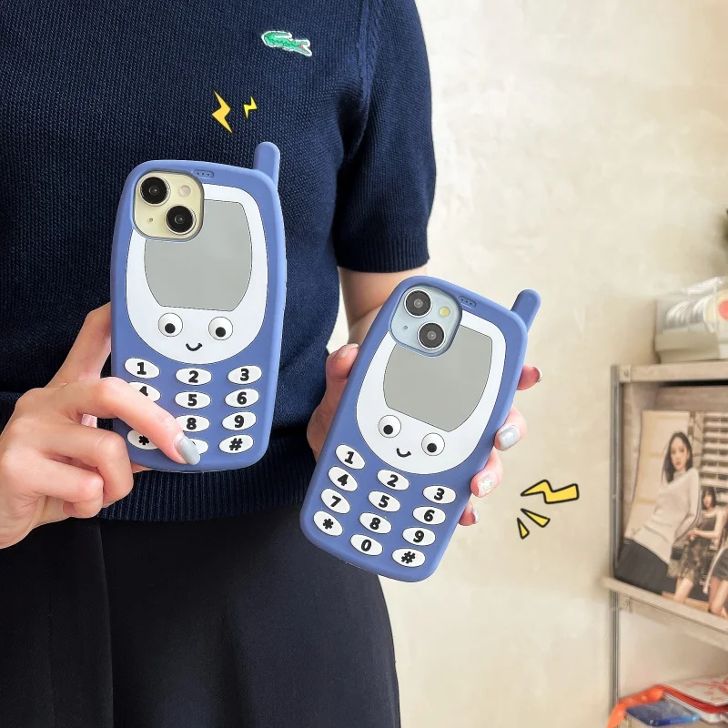 高級バックカバーソフトシリコン漫画かわいいブルー電話スタイリング耐衝撃電話ケース Iphone 15 14 13 12ProMax 落下防止