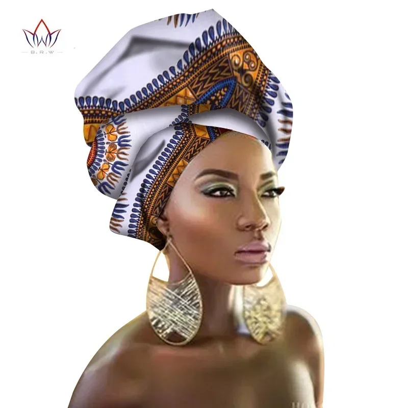 Multi-color Hair Accessory Headband Bazin Head Wrap Tie Scarf High Quality African Hair Head Scarf Gele & Ipele BRW02