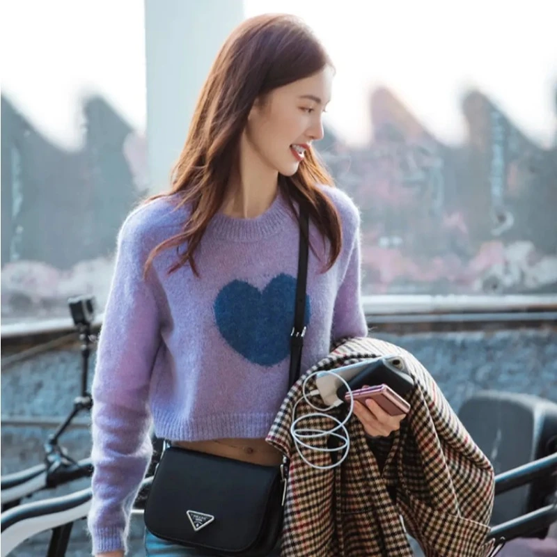 เสื้อไหมพรมถักลายหวานใจ จินเฉินจูจิง สำหรับผู้หญิง แขนยาว คอกลม แบบสวม ใส่สบาย อุ่น แฟชั่นฤดูใบไม้ผลิ