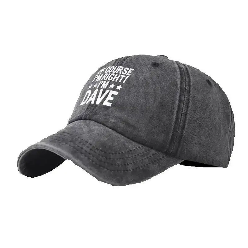 

Pure Cotton Washed Vintage I'm RIGHT Small Letter Embroidered Baseball Unisex Outdoor Printed Duckbill Cap
