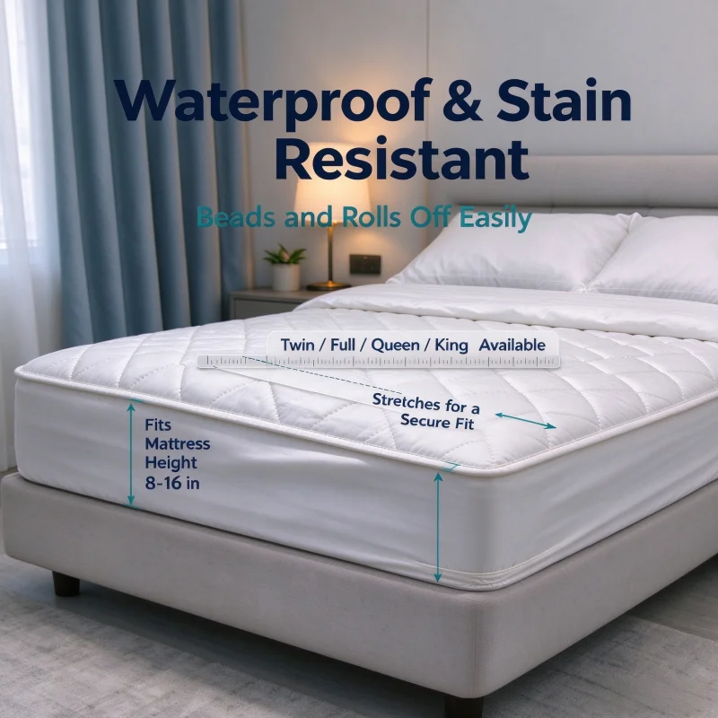 Thick Quilted Waterproof Mattress Protector Deep Pocket Fited Mattress Cover Water Stain Resistant Bed Protector Pad for Bedroom