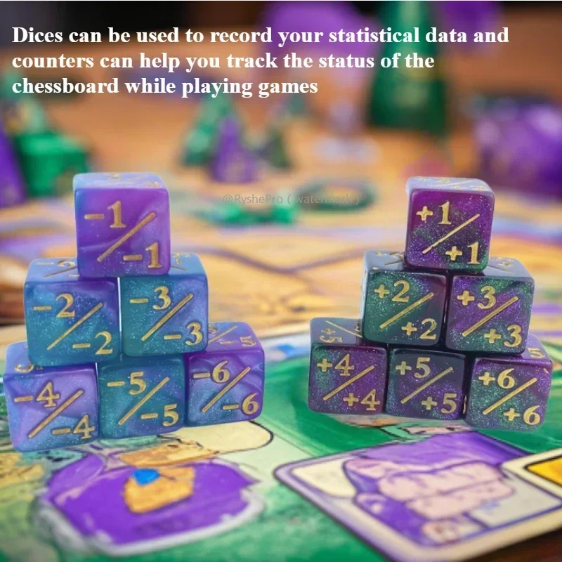 6 قطعة عدادات النرد الرمزية المتوافقة مع مجموعة النردات السحرية لمكعب الولاء مجموعة نرد لألعاب بطاقات MTG DND PRG CCG