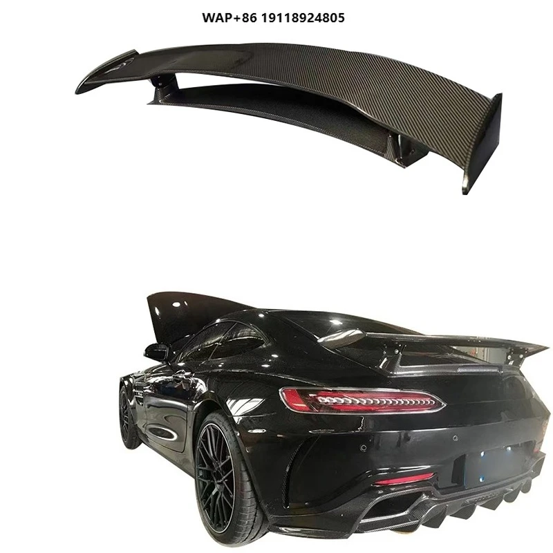 

High Quality GTR Style Dry Carbon Fiber Rear Spoiler Rear Wing with LED Light for AMG GT GTS