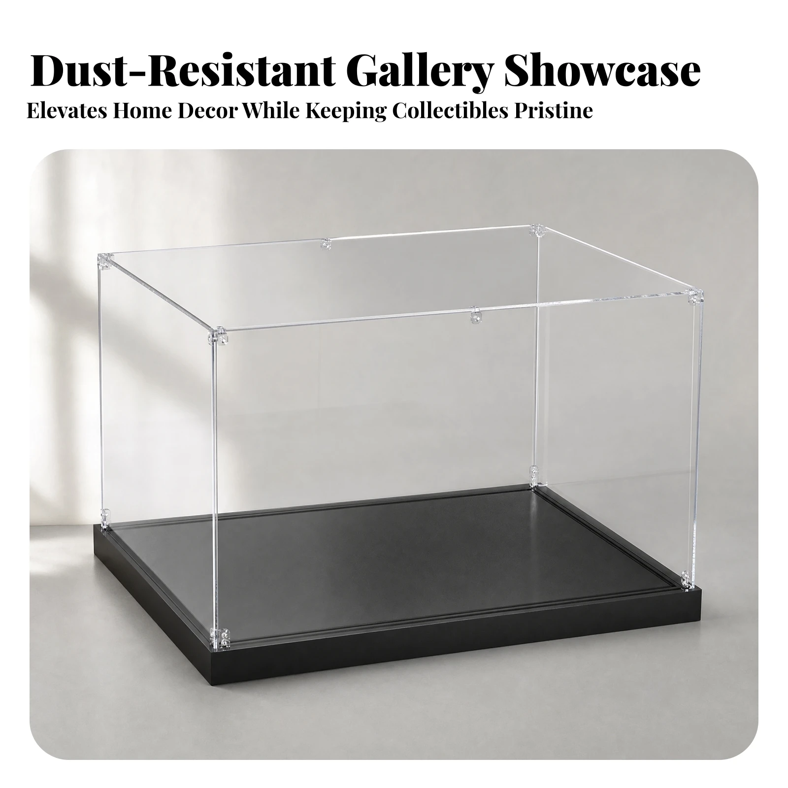 Tabletop Acrylic Display Case with Raised Base Transparent Dust-Proof Model Display Case Scratch-Resistant Easy to Clean
