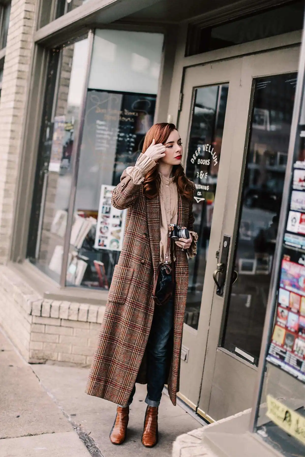 Giacca calda vintage da donna Cappotto lungo spesso scozzese invernale autunnale Cappotto personalizzato da lavoro d'ufficio di alta qualità