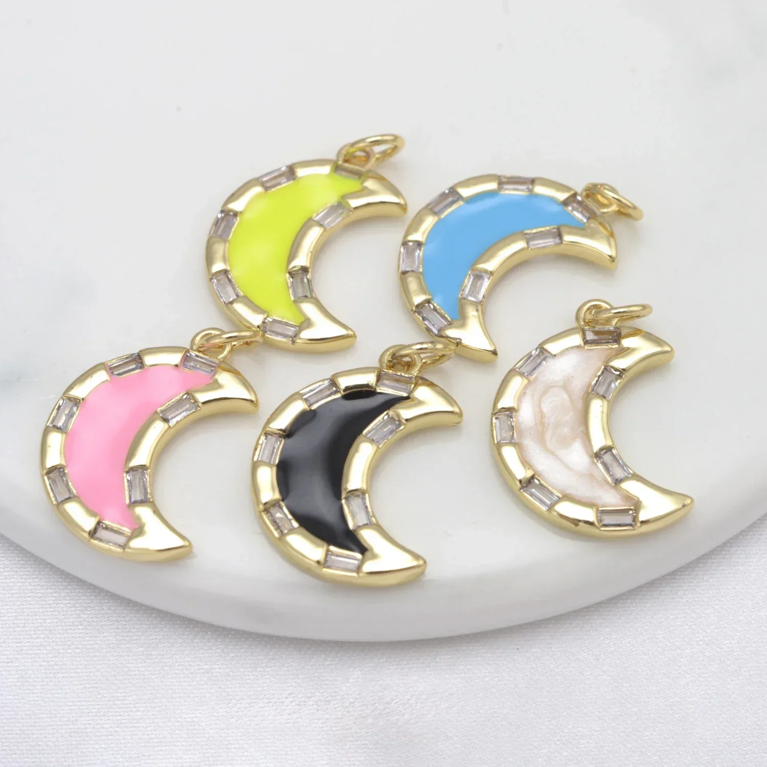 10 Pcs Star Moon Pendant for Diy Necklace Bracelet Earring Making Supplies Multi Color Zircon Charms Brass Jewelry Accessories