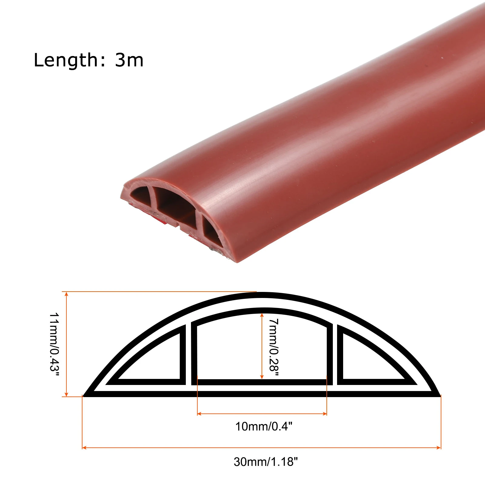 

3M Red Floor Cord Cover Self-Adhesive Power Cable Protector Cable Raceway Hider Extension Electric Wire Duct Slot Wire Organizer