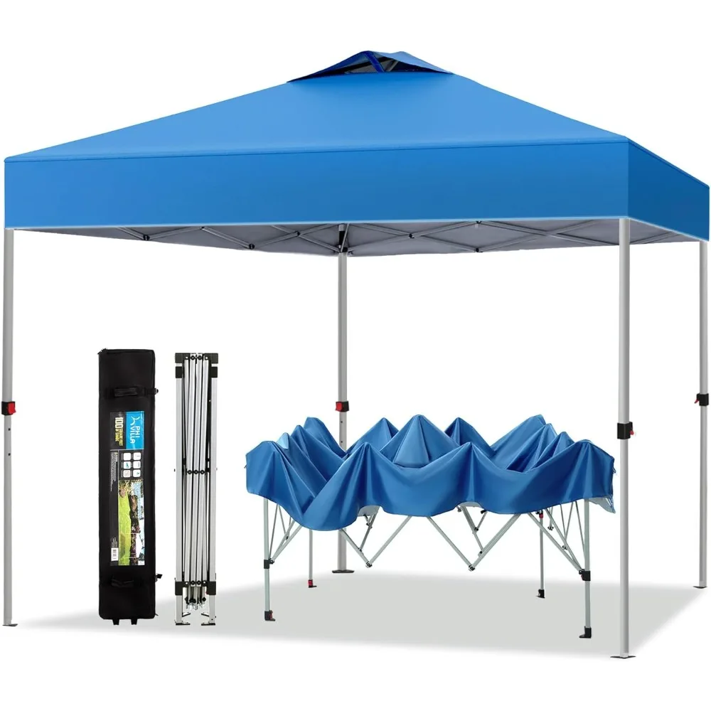 

Outdoor Pop up Canopy 10'x10' Tent Camping Sun Shelter-Series Party Tent, 100 Sq. Ft of Shade (Blue)