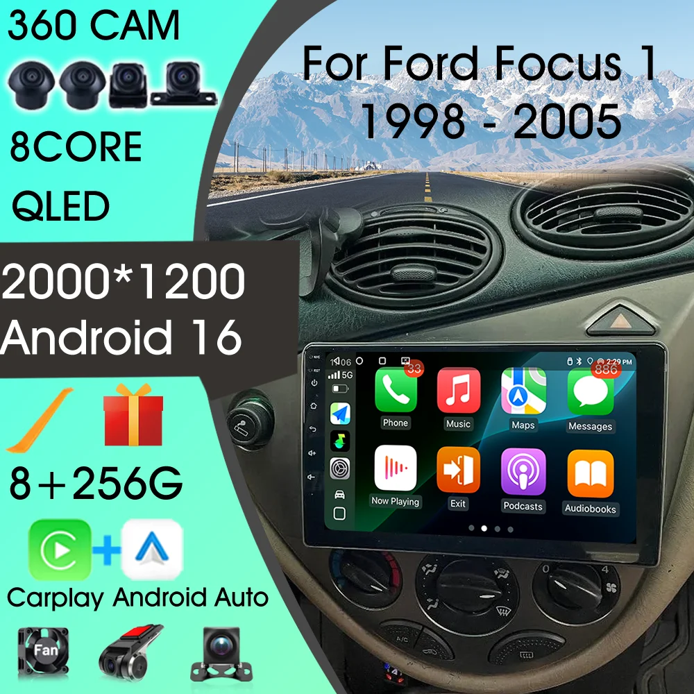 

Touch Screen Car Stereo Radio For Ford Focus 1 1998-2005 Android Auto Multimedia Player Carplay Bluetooth FM AM Head Unit 9 Inch