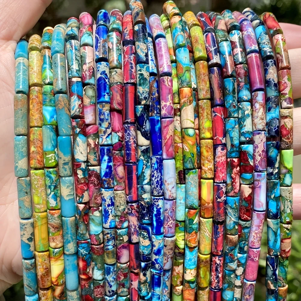 4*13mm Natural Multicolor Sea Sediment Jasper Tube Beads For Jewelry Making DIY Bracelet Earring Accessories 15inch