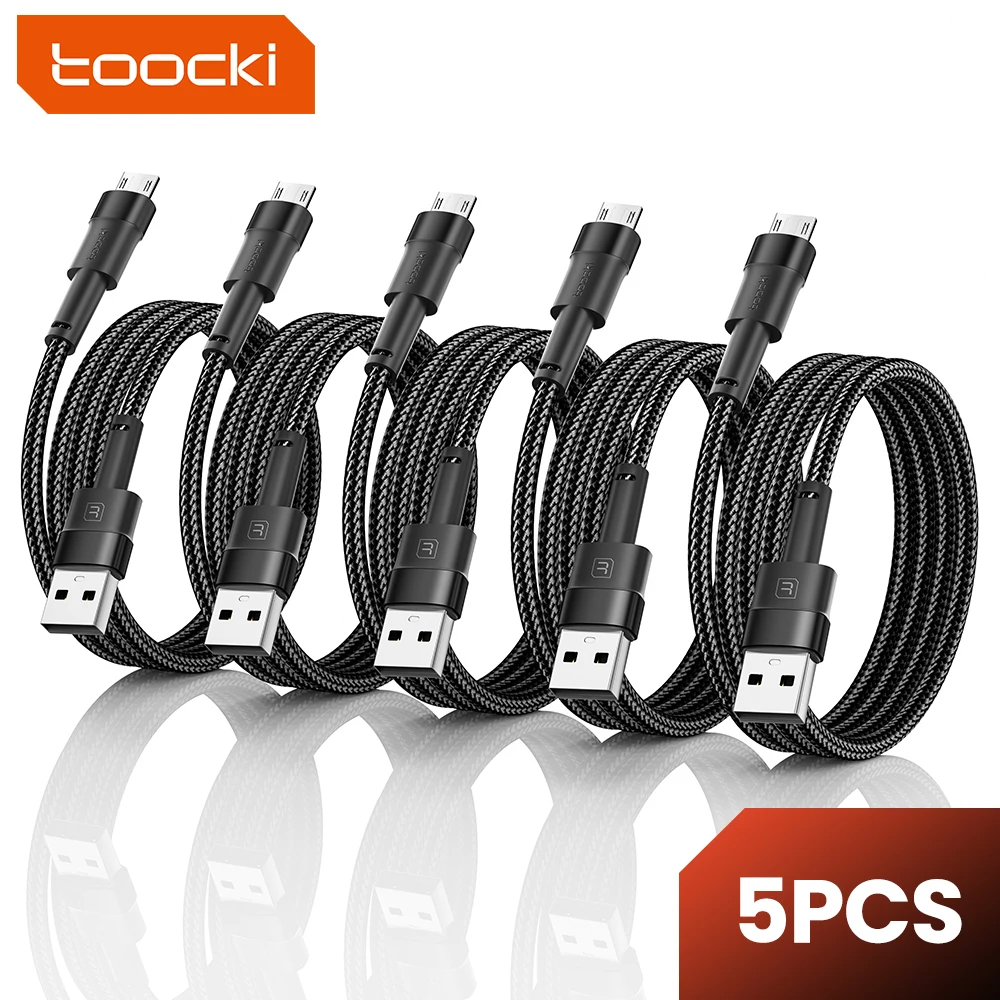 Toocki 5PCS 2.4A Micro USB Cable Fast Charging For Huawei Xiaomi Samsung Realme OPPO Android Phones USB Micro Charge Data Cord