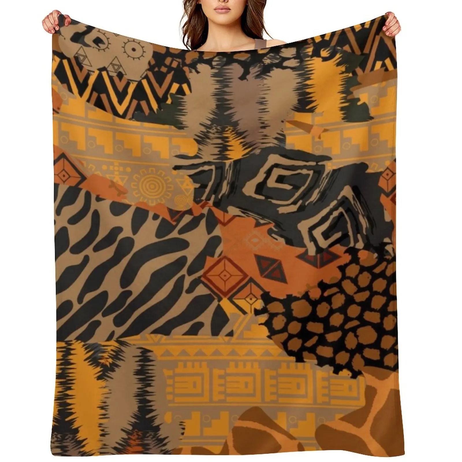 

African animal skin print Throw Blanket Shaggy for winter Luxury manga Blankets