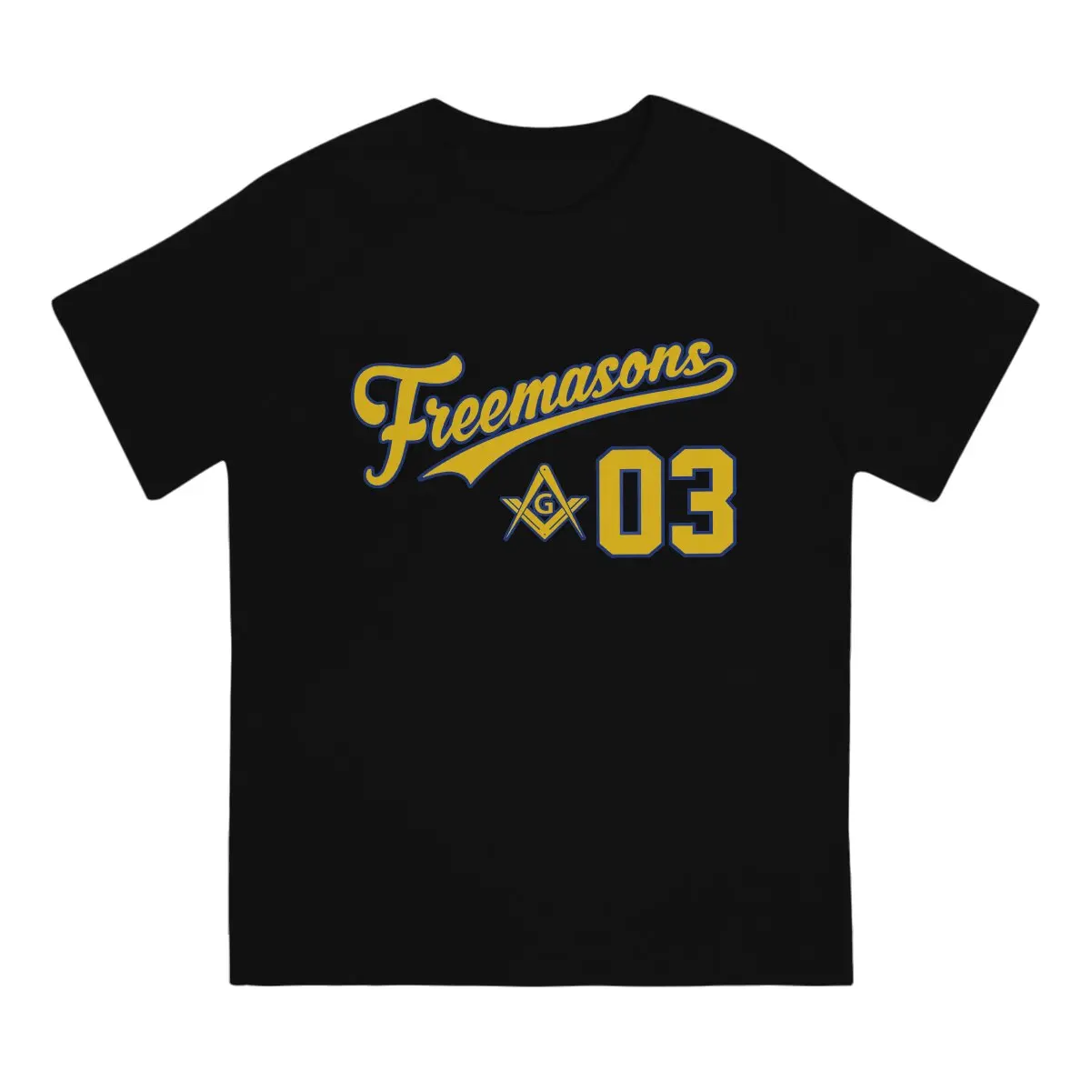 Freemason Gold Square Compass Freemasons 03 Sports Logo Masonic Tshirt Graphic Men Tops Vintage Goth Summer Polyester T Shirt