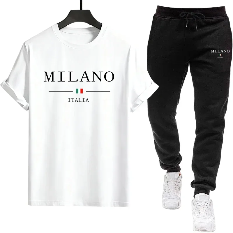 Quality Daily Men's Tracksuit Casual Summer Outdoors Jogging Sports Single Piece Versatile Short-sleeved T-shirt and Sport Pants