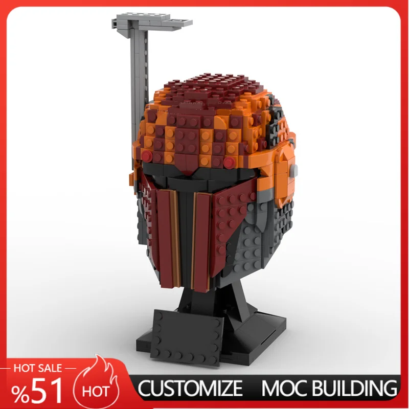 

617Parts Sci Fi Warrior Helmet Bust Display Model Custom Building Blocks Educational DIY Assembly Toy Gift For Space Collectors