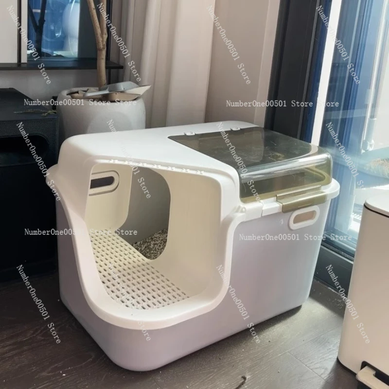 

Enclosed Walk Through Litter Box Extra Large Anti Splash Cat Toilet Odor Control Pet Litter Tray