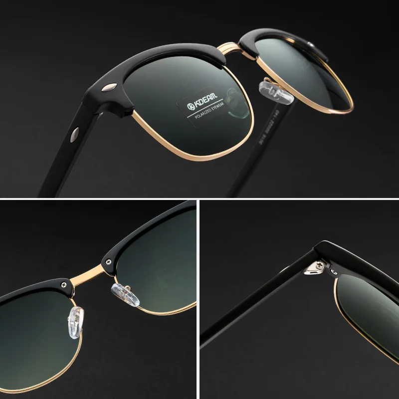 KDEAM Classic Fashion Semi Rimless Polarized Sunglasses Men Women Luxury Brand Design Half Frame Metal Sun Glasses Gafas De Sol