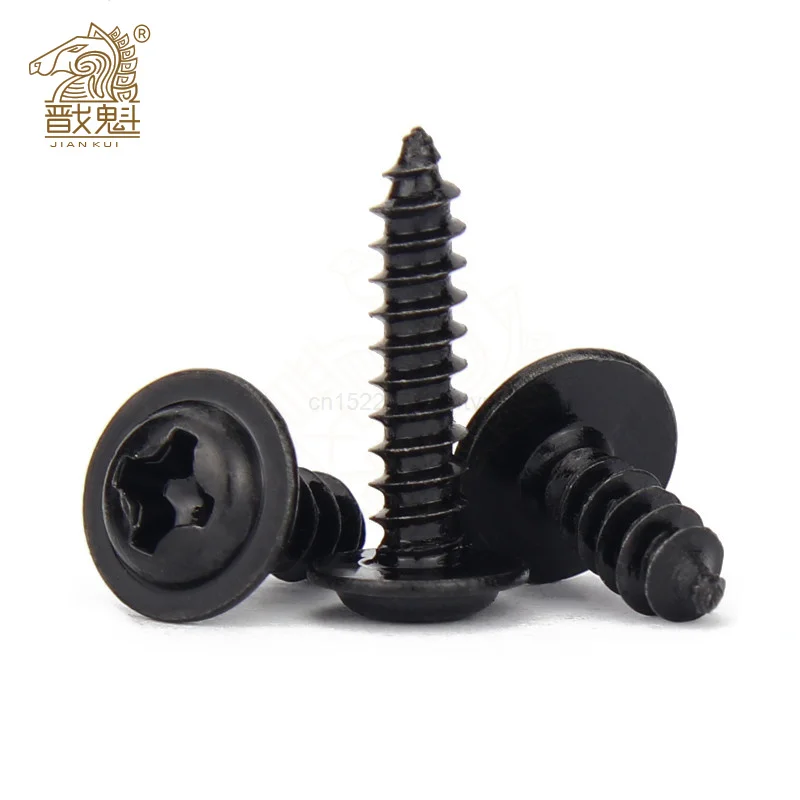 Hardware Black Screw PWA Cross Round Head With Cushion Self-tapping Screw Pan Head M1.4 M1.7 M2 M2.3 M2.6 M3 M3.5 M4