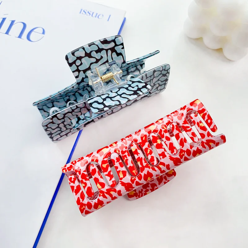 New Ladies Retro Large Square Hair Claw Summer Fashion Crab Hair Clip Acetate Color Shark Clip Hair Accessories Gift