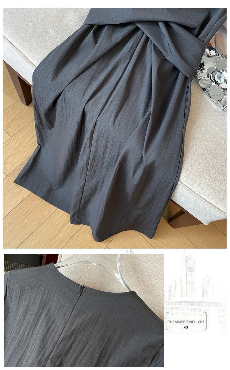 우아한 빈티지 우아한 크리스 크로스 느슨한 저녁 하이 스트리트 플러스 사이즈 의류 긴 드레스 여성 의류