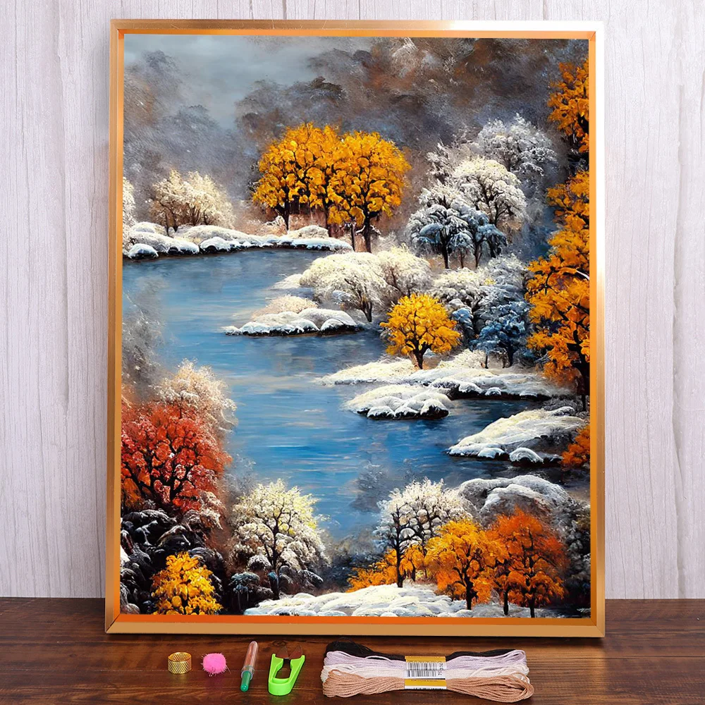 

Fantasy Scenery Printed Fabric 11CT Cross-Stitch DIY Embroidery Full Kit Craft Painting Hobby Knitting Mulina Stamped Floss