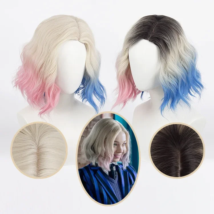 

2 Color Cosplay Enid Sinclair Wig Costumes Props Addams Wednesday Colour Halloween Carnival Fancy Dress Up Party for Women Girl