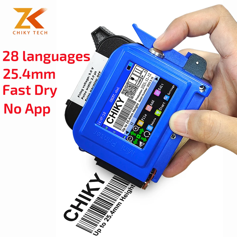 CHIKYTij 25.4Mm Original Inkjet Black Mini Portable Handheld Expiring Date Printer