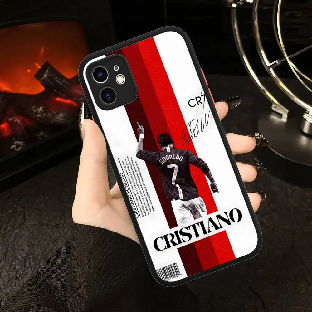 كرة القدم ستار R-رونالدو Cr7 جراب هاتف آيفون 16 15 14 13 12 11 برو ماكس XS ماكس X زائد ماتي غطاء مقاوم للصدمات