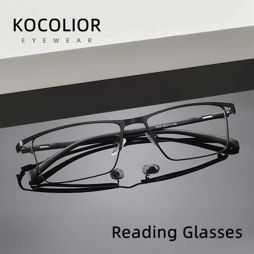 Imagen 1 del producto KOCOLIOR, gafas de lectura con montura completa de titanio antiluz azul, gafas ultraligeras para presbicia de negocios, lectores fotocromáticos