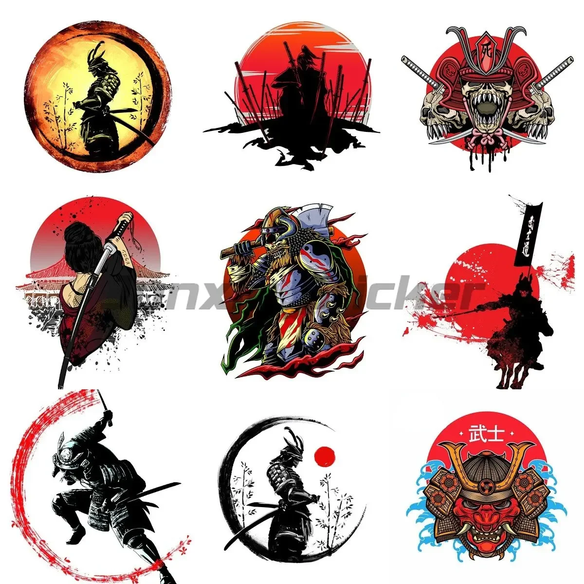

Samurai sun Warrior Car motorcycle kayak Sticker Scratch-Proof Sunscreen Decor Camper Windows Graffiti