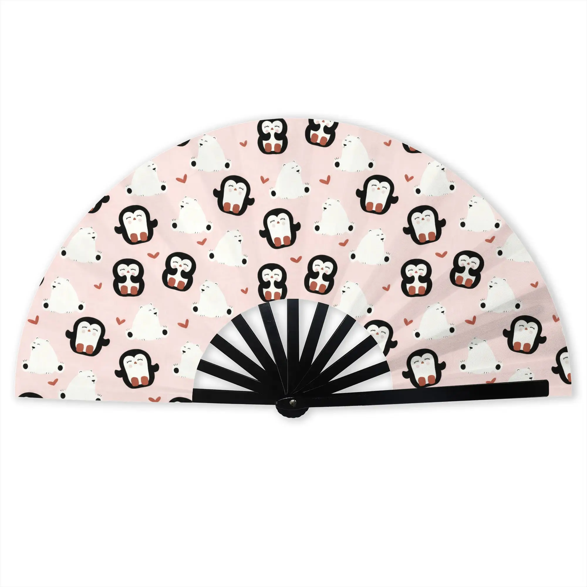Polar Bears and Penguins  Portable Pocket Fan Outdoor Cute  Animal Folding Fan Chinese Dance Cooling Handheld Fans