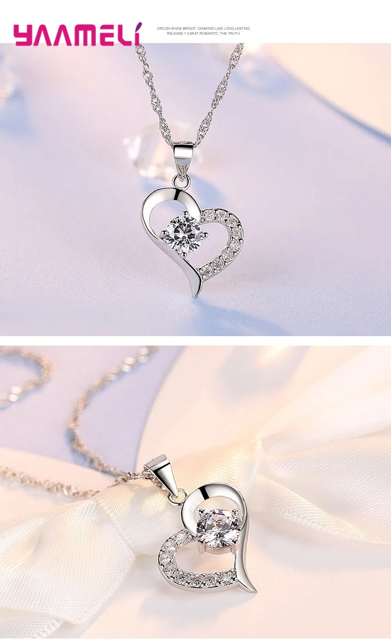 43 Models 925 Sterling Silver Jewelry Sets for Women Wedding Engagement Shiny Cubic Zircon Heart Charms Necklace Earrings