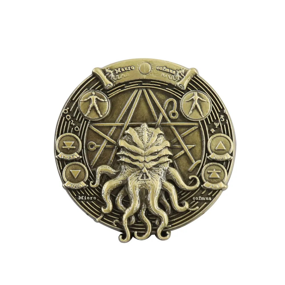 Cthulhu Pentagram Badge HP-Lovecraft Necronomicon Sigil Brooch Kraken Pin Vintage Metal Accessories