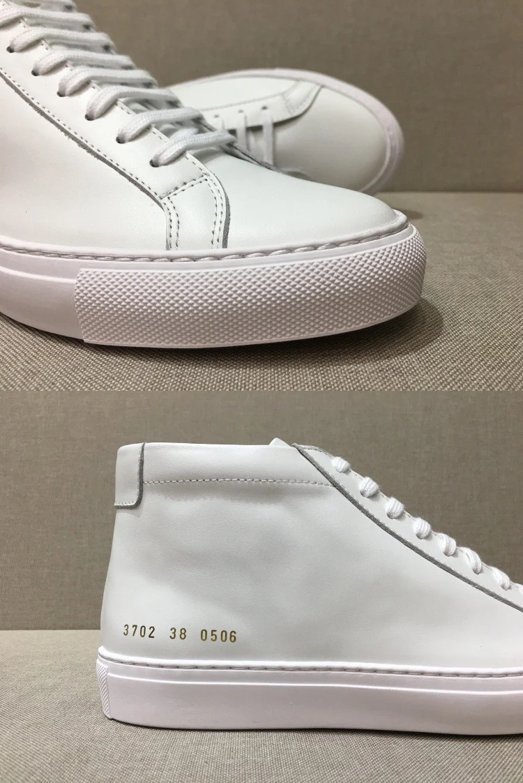 DONNAIN Minimalist White Sneakers High Top Women and Men Luxury Genuine Leather Handmade Unisex Flat Shoes Customized Plus Size