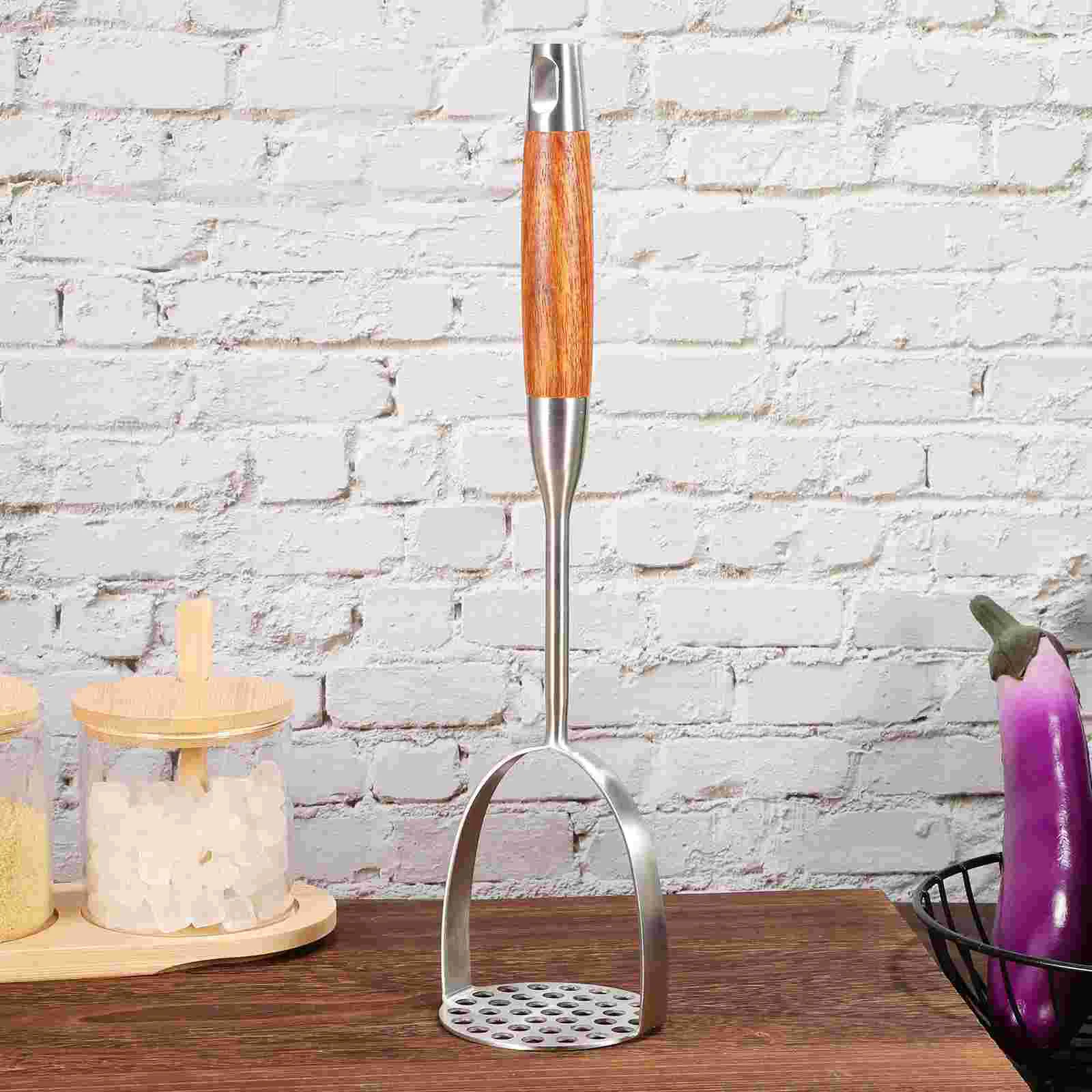 Potato Masher Potatoes Kitchen Gadget Crusher Stainless Steel Wood Utensil Baby Vegetable Accessories