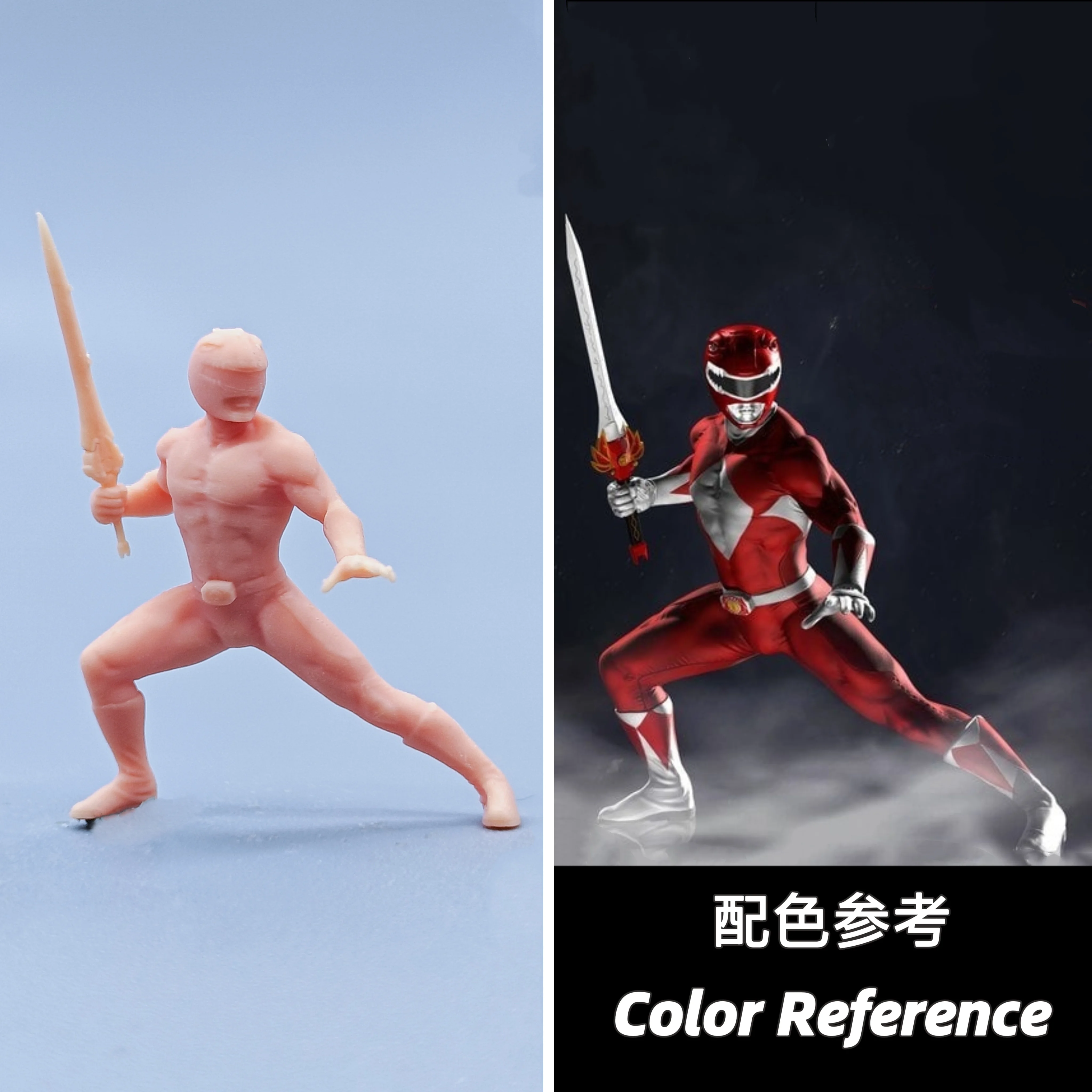 1/64 Figuren, Maßstabsmodell, Kunstharz, Extraordinary Squad Red Warrior, halb hockend, ungefärbte Miniaturen, Diorama, handbemalt, D604