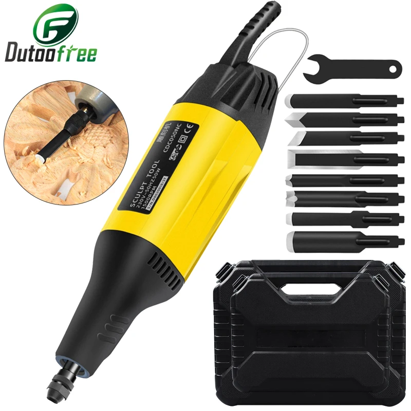 220V Electric Woodworking Chisel Carving Knife Carpentry Root Furniture Electric Engraving Pen DIY Cutter Carving Tool Set 50W