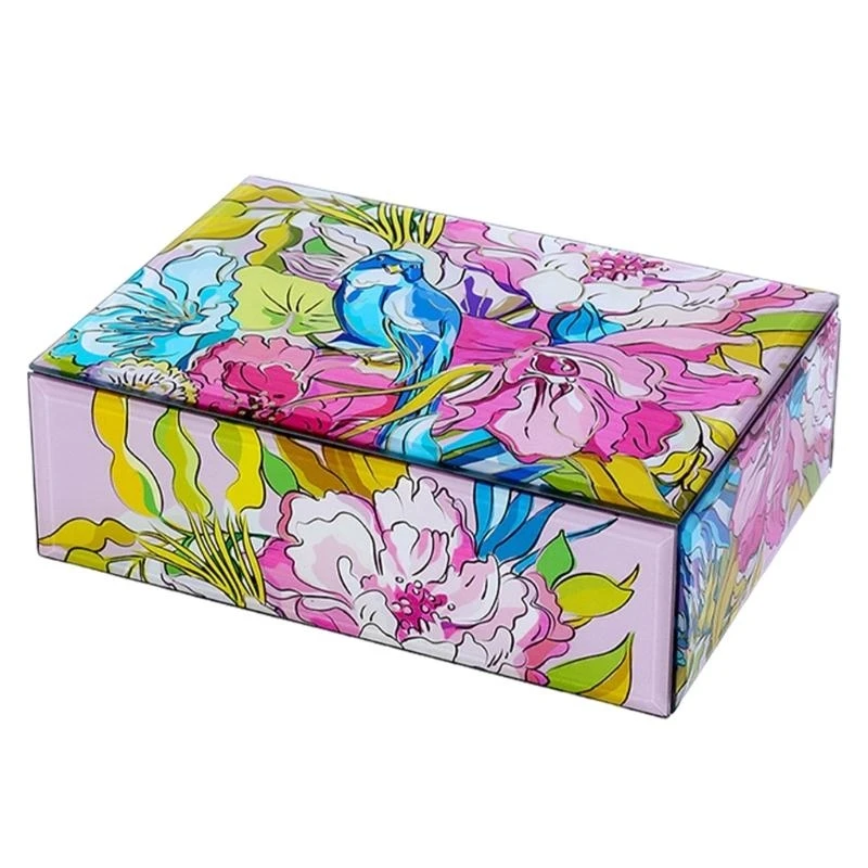 

E21F Sophisticated Jewelry Storage Container with Paintings Pattern for Travel Home