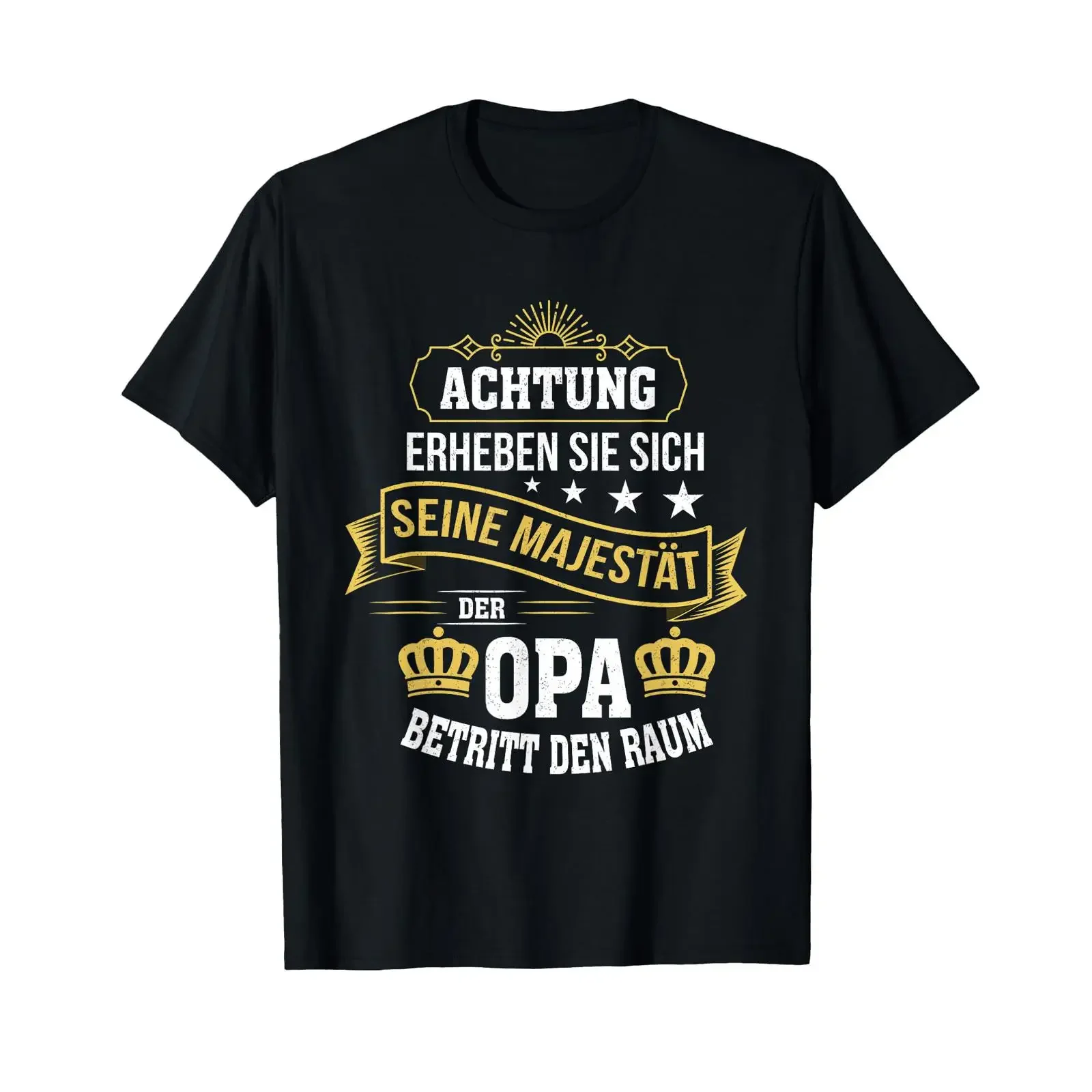 T Shirt with German Text quot Achtung Seine Majestät der Opa Betitt Den Raum Attention vintage Washed designer clothes