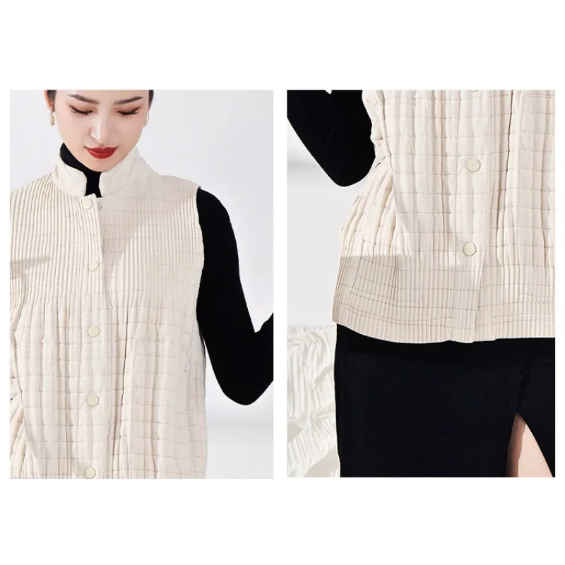 Miyake Fold Autumn/Winter 2025 New Cotton Vest Women's Outfit Design Versatile Cotton Jacket Cotton Robe Women's Jacket Pleats #3