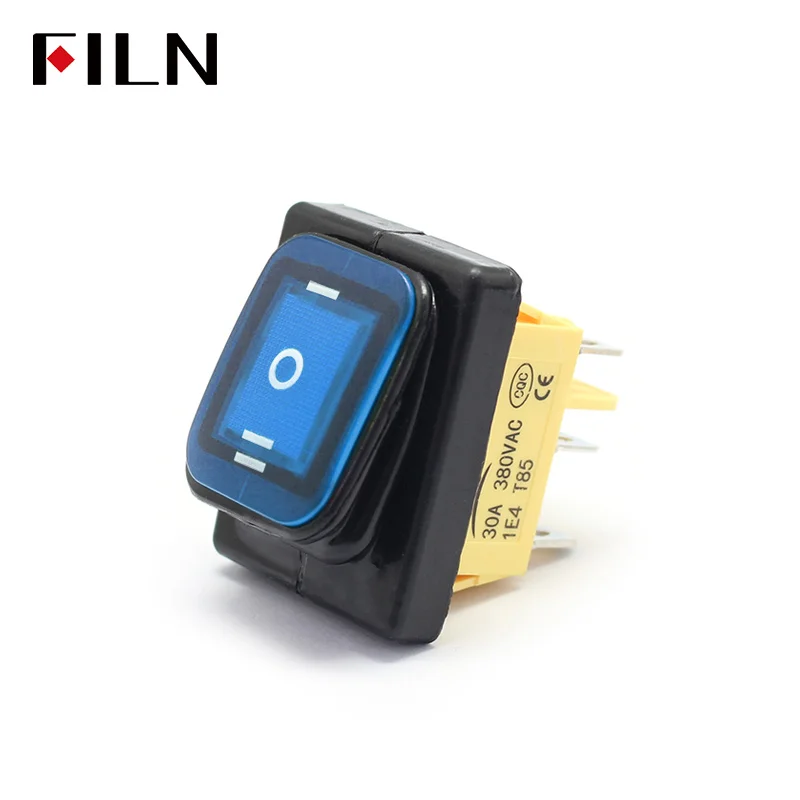 เปิดปิด 30A/250V Heavy Duty 6 ขา DPDT IP67 กันน้ํา T85 Auto เรือ Marine สลับ Rocker Switch LED 12V 220V 30x22 มม.