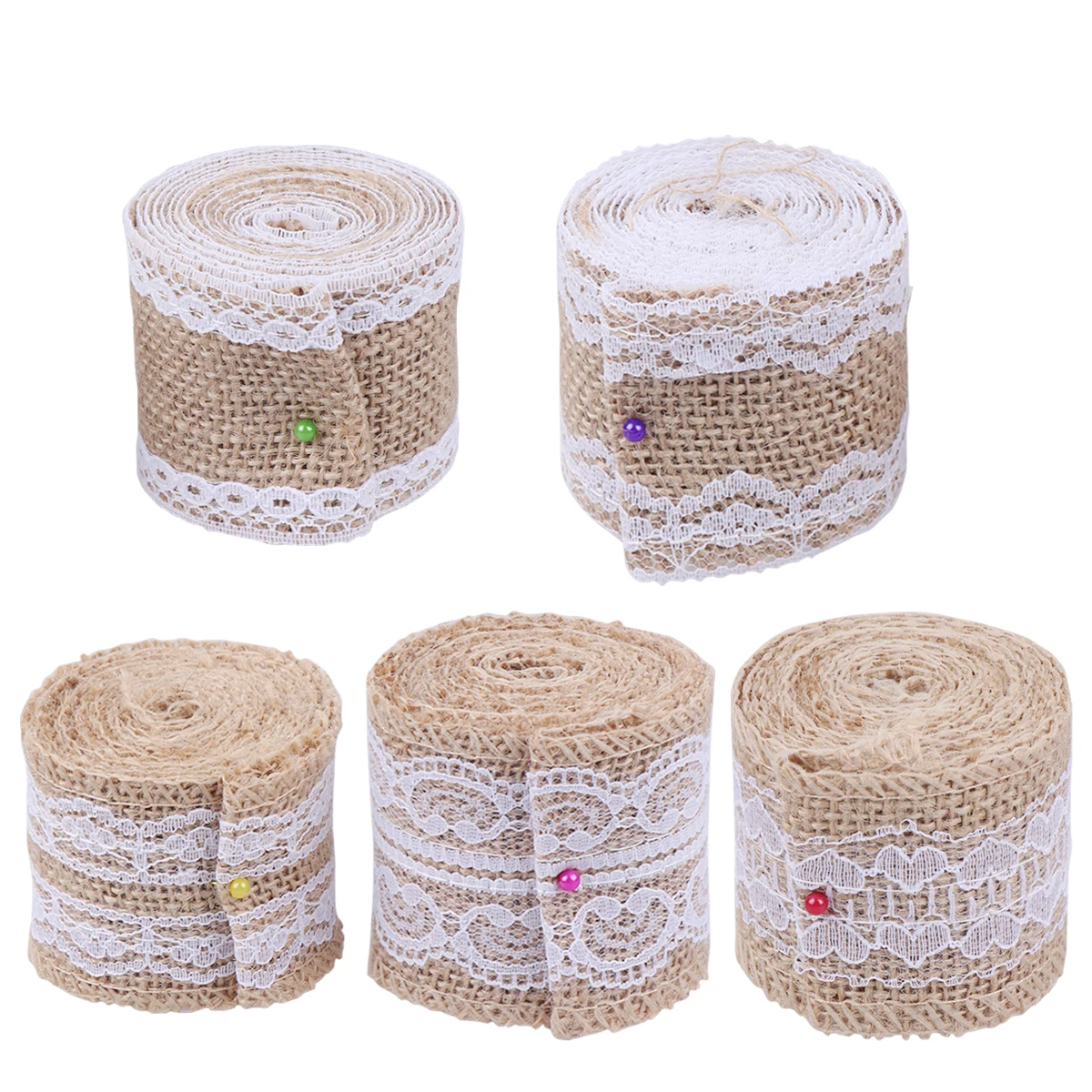 

5Pcs Burlap Roll Brown Retro DIY Crafts Handmade Projects Lace Ribbon Twine Jam Jars Wedding Birthday Home Party