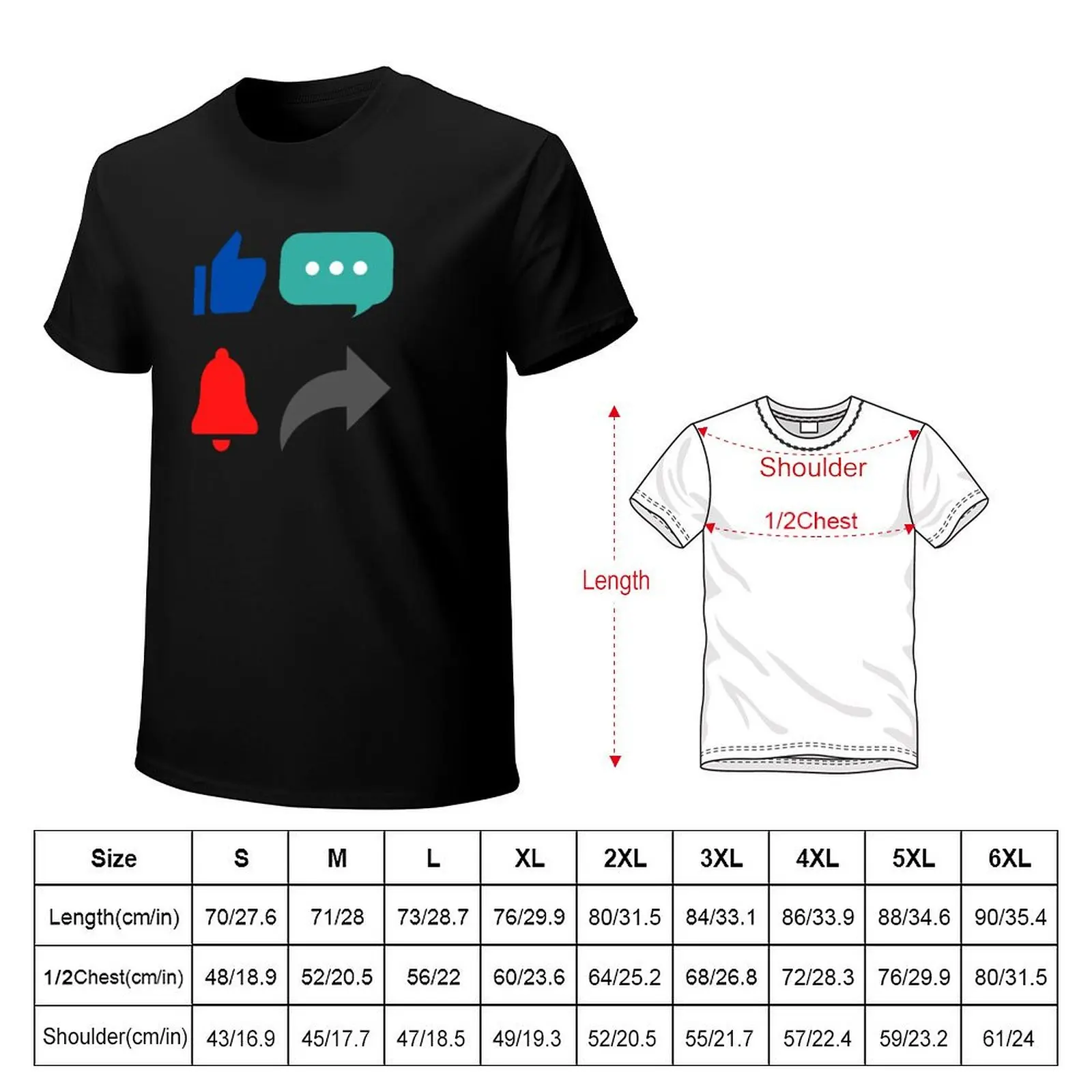 Like Comment Subscribe Share Icons T-Shirt t shirts for man graphic tees T-Shirt