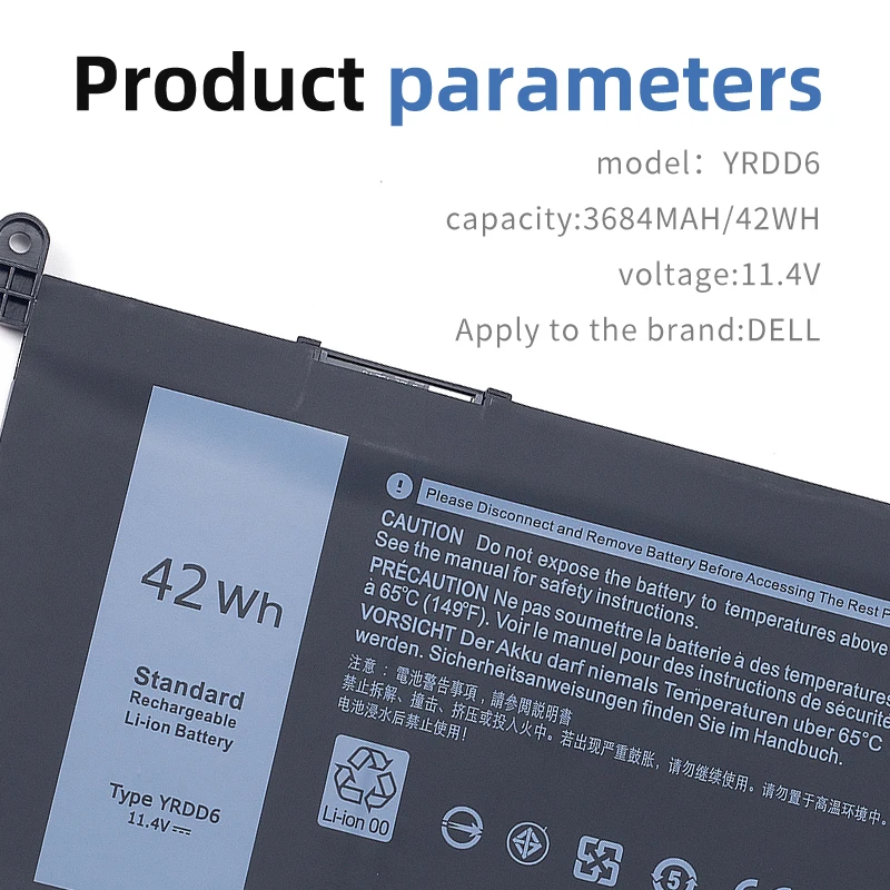 Imagem -05 - Substituição para Dell Inspiron 42wh P61f 15 P85f 11.4v 5584 3581 3582 3584 3593 3780 3781 5493 5590 5593 7560 Yrdd6-battery