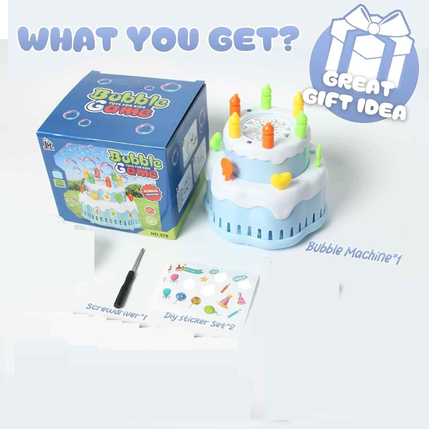 آلة فقاعات كعكة عيد الميلاد للأطفال ، آلية + فقاعات في الدقيقة ، أضواء ، ألعاب موسيقية للأولاد والبنات ، حفلات أعياد الميلاد