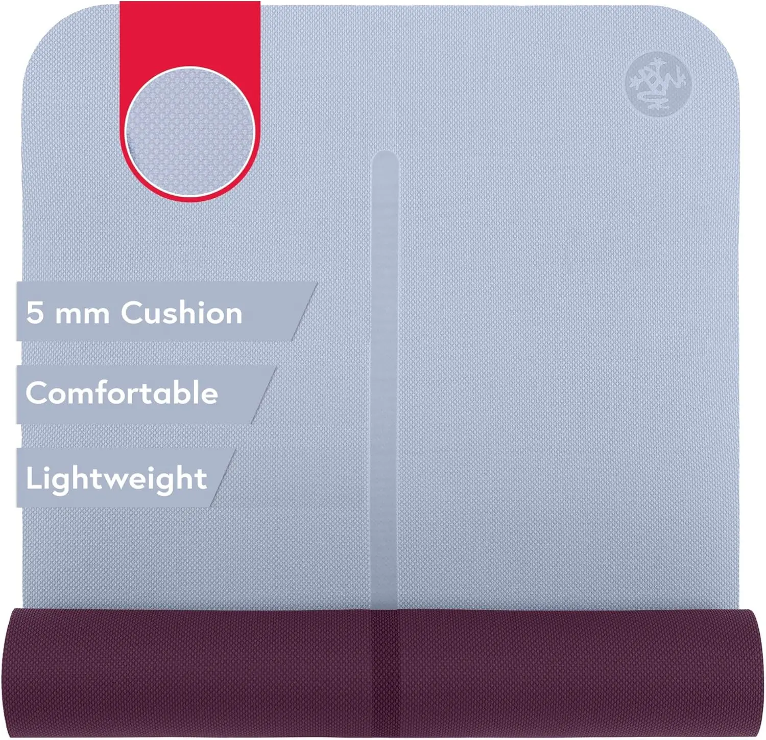 

Beginner Yoga Mat 68" - 5mm Cushioning, Lightweight & Reversible with Alignment Stripe, 68 x 24 inches