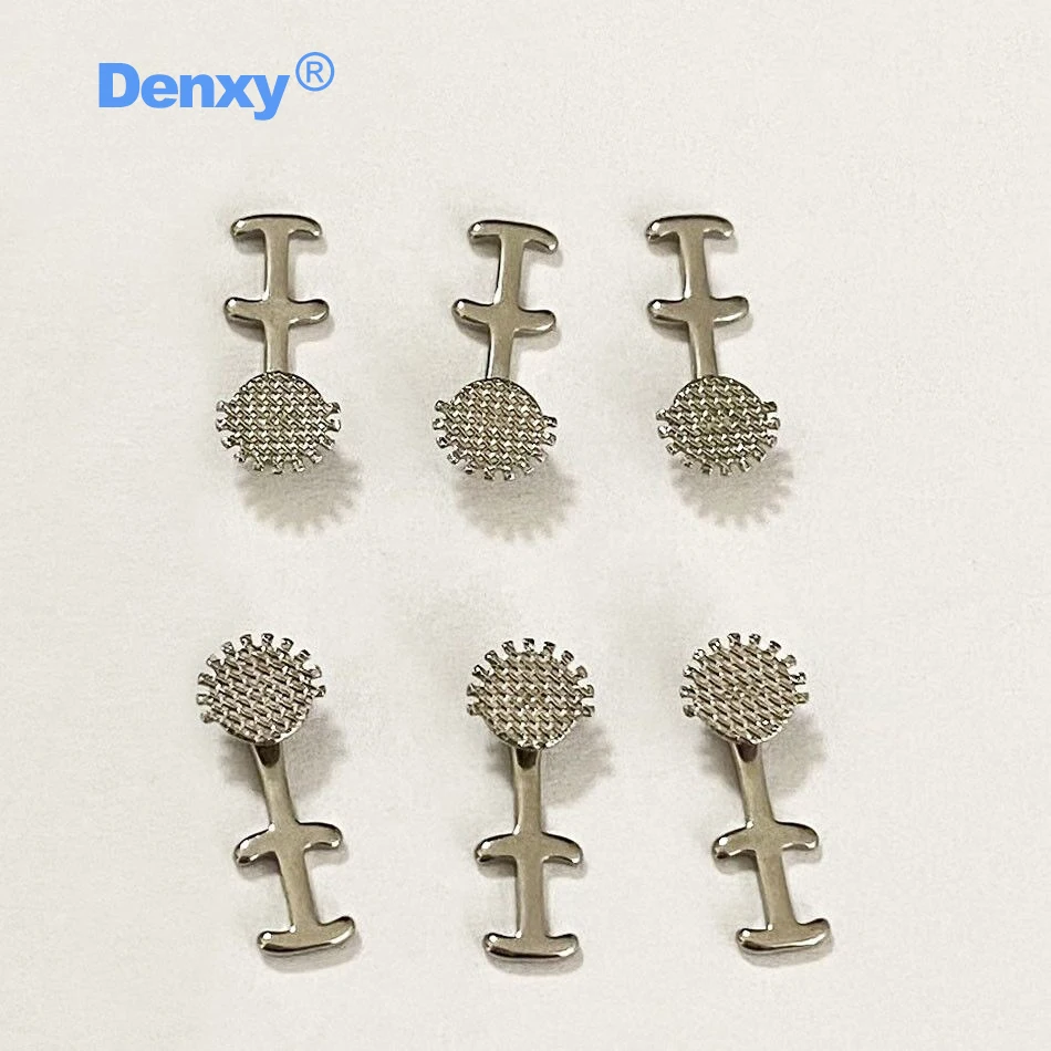 DENXY 10 Stück kieferorthopädische lingualen Knöpfe mit Arm, Dental-Mesh-Basis, linguale Aufsätze, mehrfach haftbare, krimpbare Haken – Detail 6