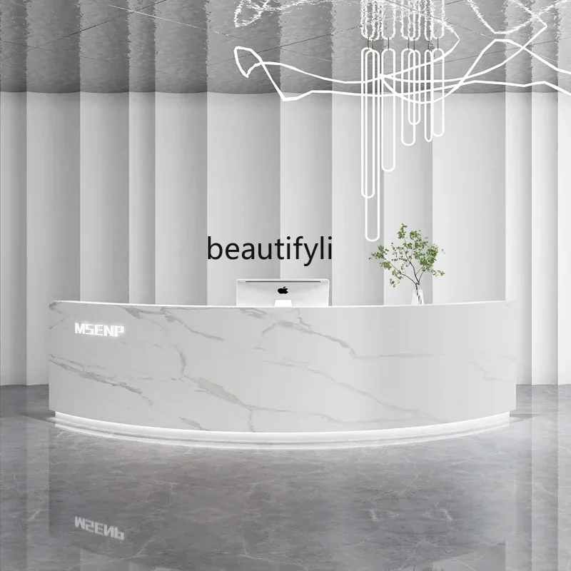 

zzqzz L178Modern Simple Curved Cashier Small Clothing Shop Bar Stainlezz Steel Special-Shaped Front Desk Reception